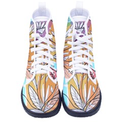 Flower Leaves Foliage Grass Doodle Kid s High-top Canvas Sneakers by Grandong