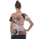 Abstract Flower Leaves Pattern Off Shoulder Tie-Up T-Shirt View2