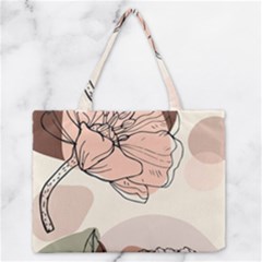 Abstract Flower Leaves Pattern Zipper Medium Tote Bag by Grandong