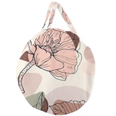 Abstract Flower Leaves Pattern Giant Round Zipper Tote by Grandong