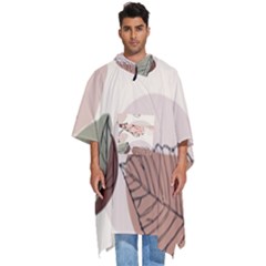 Abstract Flower Leaves Pattern Men s Hooded Rain Ponchos by Grandong