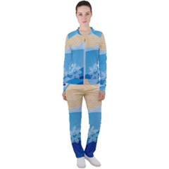 Flower Branch Corolla Wreath Lease Art Casual Jacket And Pants Set