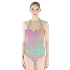 Lines Shapes Stripes Corolla Halter Swimsuit by Grandong