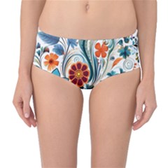 Flowers Scrapbook Decorate Mid-waist Bikini Bottoms by Grandong