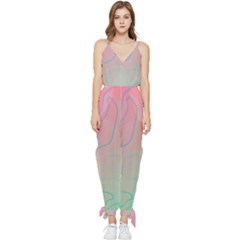 Lines Shapes Stripes Corolla Sleeveless Tie Ankle Chiffon Jumpsuit by Grandong