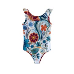 Flowers Scrapbook Decorate Kids  Frill Swimsuit by Grandong