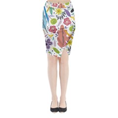 Flowers Spring Background Wallpaper Midi Wrap Pencil Skirt by Grandong