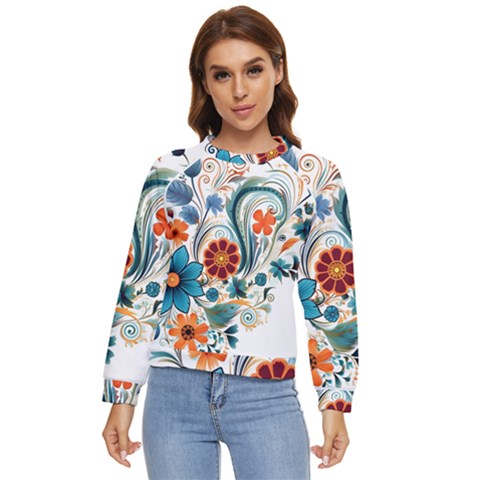 Flowers Scrapbook Decorate Women s Long Sleeve Raglan T-shirt by Grandong