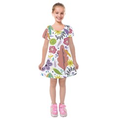 Flowers Spring Background Wallpaper Kids  Short Sleeve Velvet Dress by Grandong