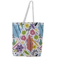 Flowers Spring Background Wallpaper Full Print Rope Handle Tote (large) by Grandong