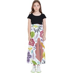 Flowers Spring Background Wallpaper Kids  Flared Maxi Skirt by Grandong