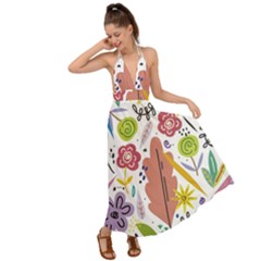 Flowers Spring Background Wallpaper Backless Maxi Beach Dress by Grandong