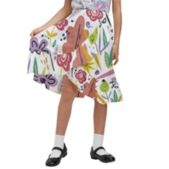 Flowers Spring Background Wallpaper Kids  Ruffle Flared Wrap Midi Skirt by Grandong