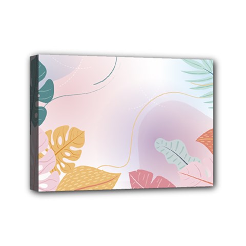 Plants Leaves Wallpaper Background Mini Canvas 7  X 5  (stretched) by Grandong