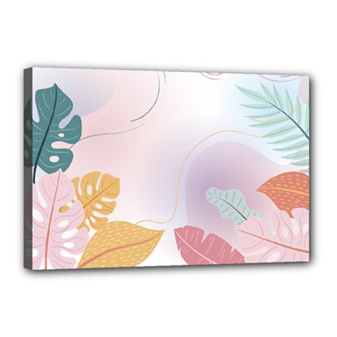 Plants Leaves Wallpaper Background Canvas 18  X 12  (stretched) by Grandong