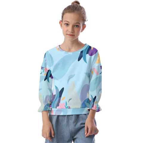 Leaves Nature Background Plants Kids  Cuff Sleeve Top by Grandong