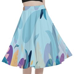 Leaves Nature Background Plants A-line Full Circle Midi Skirt With Pocket by Grandong