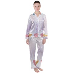 Plants Leaves Wallpaper Background Women s Long Sleeve Satin Pajamas Set	 by Grandong