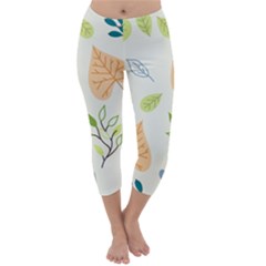 Leaves Plants Background Branches Capri Winter Leggings  by Grandong