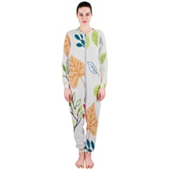 Leaves Plants Background Branches Onepiece Jumpsuit (ladies) by Grandong