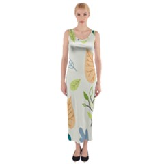 Leaves Plants Background Branches Fitted Maxi Dress by Grandong