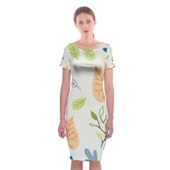 Leaves Plants Background Branches Classic Short Sleeve Midi Dress