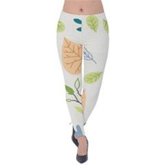 Leaves Plants Background Branches Velvet Leggings by Grandong