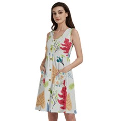 Leaves Plants Background Branches Sleeveless Dress With Pocket