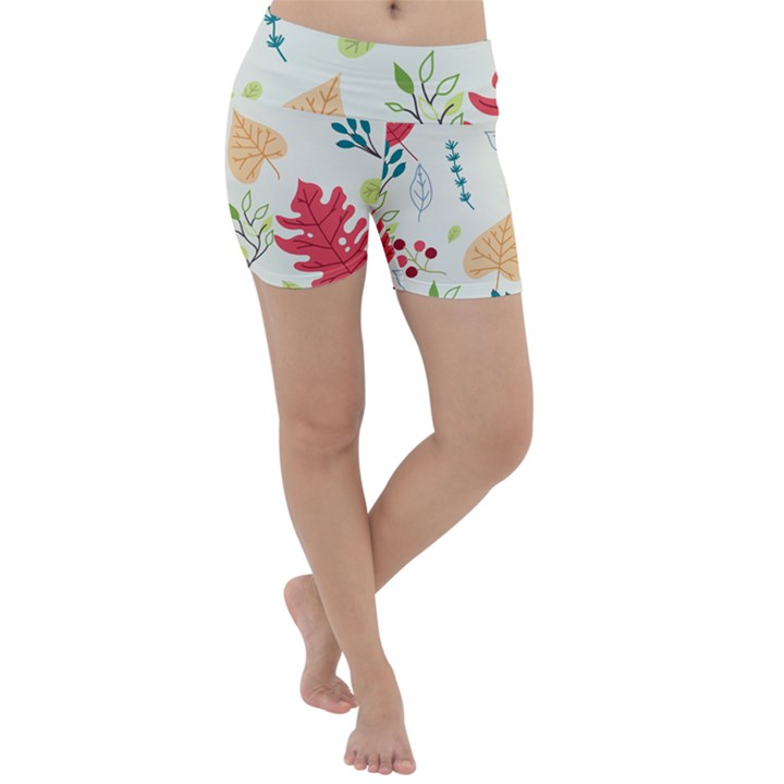 Leaves Plants Background Branches Lightweight Velour Yoga Shorts