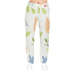 Leaves Plants Background Branches Women Velvet Drawstring Pants by Grandong