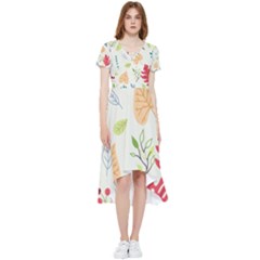 Leaves Plants Background Branches High Low Boho Dress by Grandong