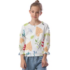 Leaves Plants Background Branches Kids  Cuff Sleeve Top