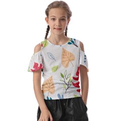 Leaves Plants Background Branches Kids  Butterfly Cutout T-shirt by Grandong