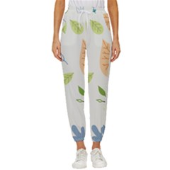 Leaves Plants Background Branches Women s Cropped Drawstring Pants by Grandong