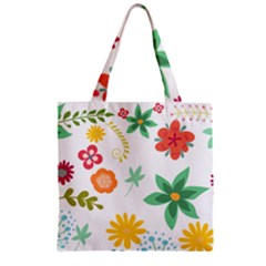 Flowers Leaves Background Floral Zipper Grocery Tote Bag by Grandong