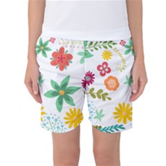 Flowers Leaves Background Floral Women s Basketball Shorts by Grandong