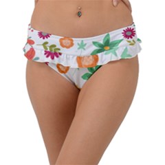 Flowers Leaves Background Floral Frill Bikini Bottoms by Grandong