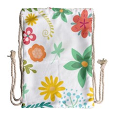 Flowers Leaves Background Floral Drawstring Bag (large) by Grandong