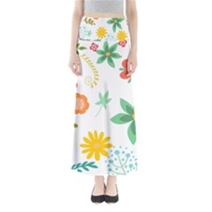 Flowers Leaves Background Floral Full Length Maxi Skirt by Grandong