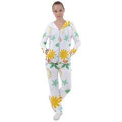 Flowers Leaves Background Floral Women s Tracksuit by Grandong