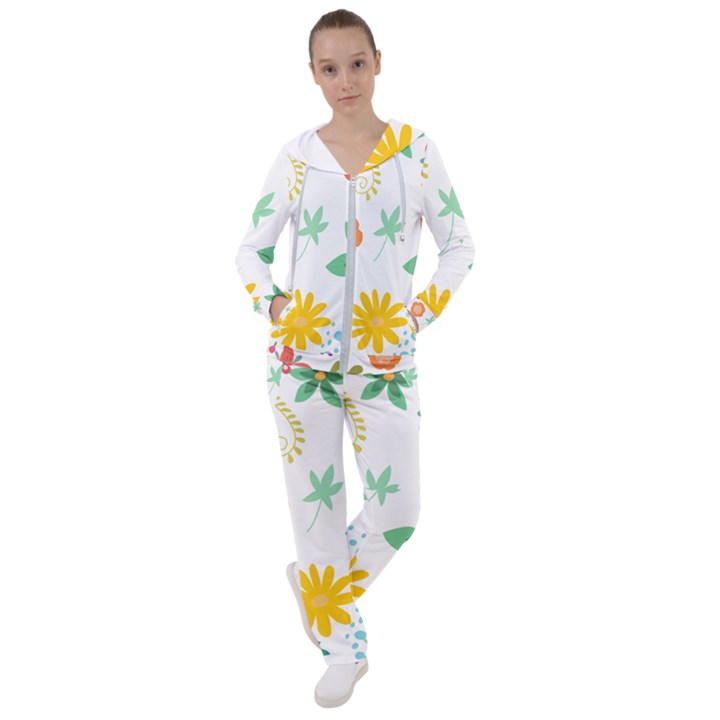 Flowers Leaves Background Floral Women s Tracksuit