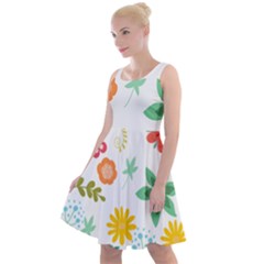 Flowers Leaves Background Floral Knee Length Skater Dress by Grandong