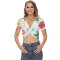 Flowers Leaves Background Floral Twist Front Crop Top View1