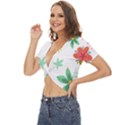 Flowers Leaves Background Floral Twist Front Crop Top View2