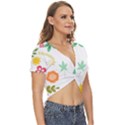 Flowers Leaves Background Floral Twist Front Crop Top View3