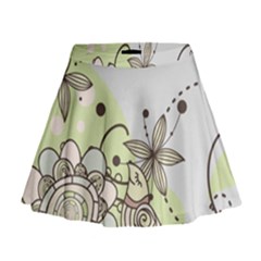 Flowers Bird Floral Floral Design Mini Flare Skirt by Grandong