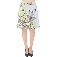 Flowers Bird Floral Floral Design Velvet High Waist Skirt by Grandong