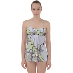 Flowers Bird Floral Floral Design Babydoll Tankini Top