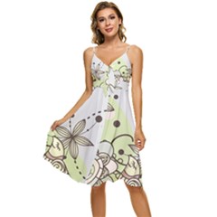 Flowers Bird Floral Floral Design Sleeveless Tie Front Chiffon Dress by Grandong