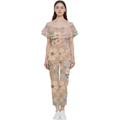 Floral Flowers Bloom Blossom Art Bardot Ruffle Jumpsuit by Grandong